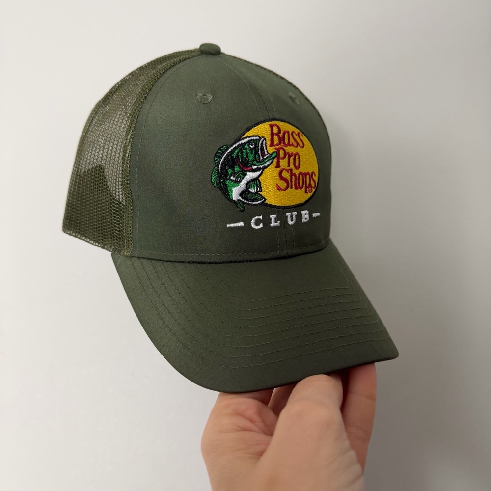 Bass Bro Shops Club Trucker Mesh Green Baseball Hat Cap Adult ONE SIZE